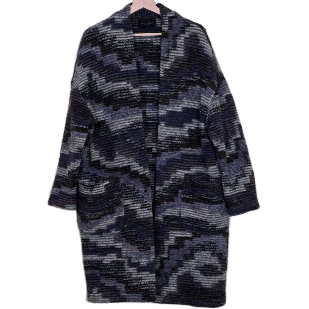 Luna Allegra Cardigan Womens M Multi LS Open Front Wool Blend Cottage Slouchy